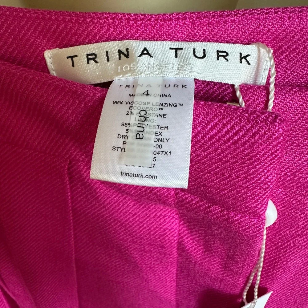 Trina Turk‎ Carefree Pant Women's Pink Culottes Wide Leg Cropped Pleated Size 4